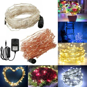 10-50M LED Micro Rice Wire Fairy String Lights UK 12V Mains Powered Party Xmas - Picture 1 of 20