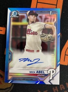 2021 bowman sapphire edition chrome prospects auto mick abel #bspa-ma