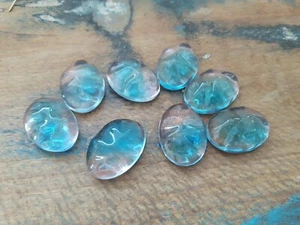 ♡Nr.C16- 8 Stück alte Glascabochons zweifarbig rosa blau 25 x 18 mm Neugablonz♡ - Picture 1 of 2