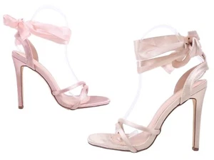 Sandalias elegantes de tacón de aguja con cordones sexy de 2 colores para mujer de 4,5" - Imagen 1 de 15