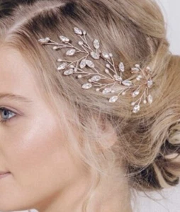 Bridal Hair Pins- 3 Piece- Wedding Hair Accessories- Rose Gold- Elegant - Picture 1 of 4