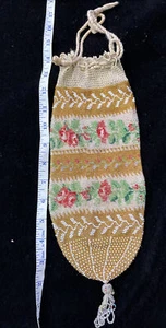 Vintage Art Deco Micro Beads Evening Bag Purse Flapper Copious Flowers - Picture 1 of 12