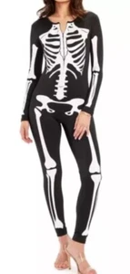 TIPSY ELVES 1-TEILIGER TAILLIERTER SKELETT-OVERALL MIT REISSVERSCHLUSS Damenkostüm neu mit Etikett Größe LARGE - Bild 1 von 5