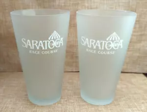 Set of 2 Vintage Saratoga Race Course 16 Oz Frosted Drinking Glasses New - Picture 1 of 4