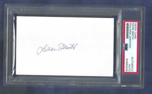 Dean Smith Autographed 3x5 Card North Carolina Basketball HOF Coach PSA SLABBED