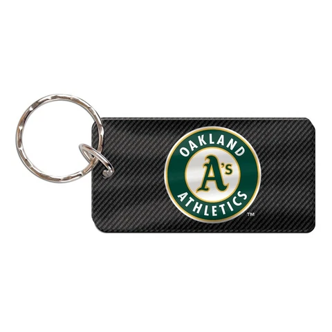 OAKLAND ATHLETICS CARBON RECTANGLE ACRYLIC KEY RING NEW WINCRAFT Cover