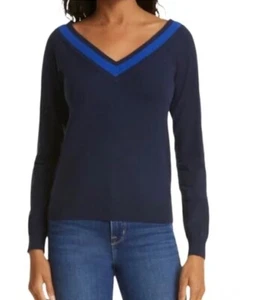 L'agence Sweaters L'agence Antoinette V-Neck Sweater Navy NWT New Small - Picture 1 of 5