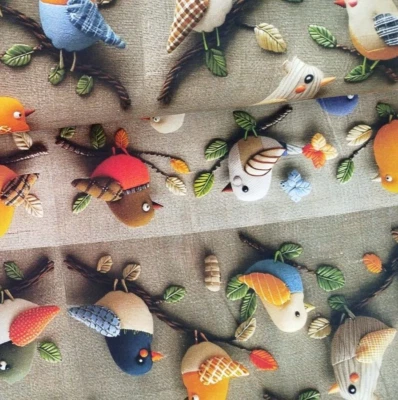 Stoff Meterware Baumwollstoff Patchwork 50 cm Vogel Frühling Blumen - Bild 1 von 4