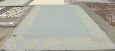 AQUA / CREAM 9' X 12' Stained Rug, Reduced Price 1172565798 CY6108-25-9 - Image 1 of 3