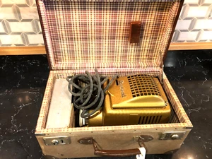 Ant. Braun Paximat Gold Metal German Projector with Locking Case w/2 Slide Cart - Picture 1 of 12