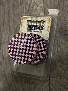 Morbid Metals Body Jewelry: Plugs - Pink/Black Checkerboard - Picture 1 of 9