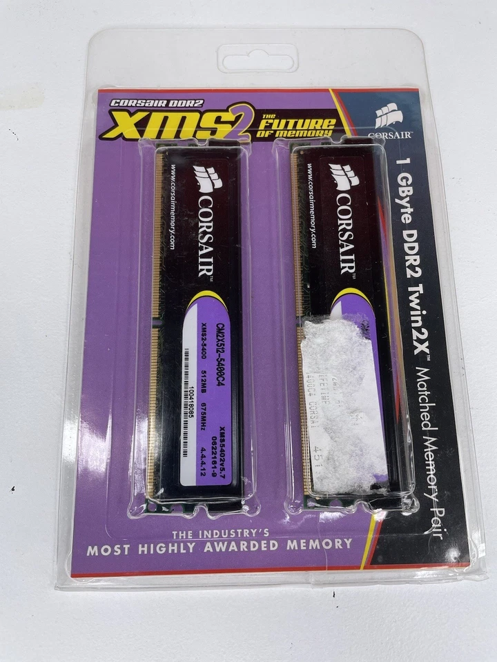 NEW Corsair XMS2 2GB ( 2x1 GB) DDR2 800 MHz Desktop Memory CM2X1024-6400 - Image 1 of 4