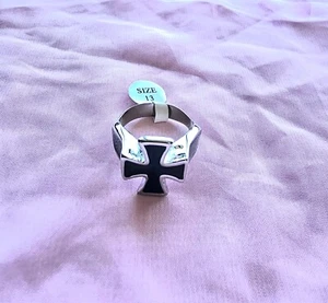 Anillo de acero inoxidable para hombre gótico motociclista calavera cruz regalo unisex genial presente 1050 - Imagen 1 de 3