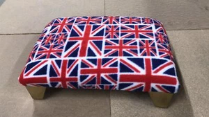 NEW quality low footstools Footrest Pouffe union jack fabric fast post, UK stock - Picture 1 of 2
