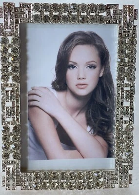 Jeweled Aleksandra Picture Frame Silver Hand Made with Swarovski Crystals Enamel - Image 1 of 4