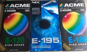 vhs tapes, Blank And Sealed: ACME 2 & 3 Hrs, NEC E-195 - Picture 1 of 2