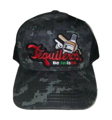 TEQUILEROS DE JALISCO   HAT MESH TRUCKER DIJITAL GRAY  BLACK  ADJUSTABLE  NEW - Image 1 of 2