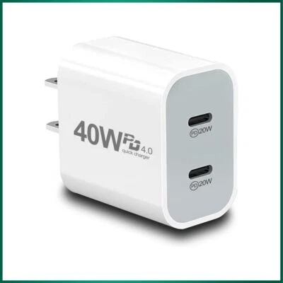 PD 40W Doble USB C Cargador Bloque Tipo C Adaptador de Corriente Cargador de Pared Rápido Enchufe Lote Foto 1 de 4