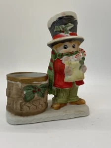 Portacandele portacandele tea light Jasco Christmas Luvkins 1978 in porcellana dipinto a mano. - Foto 1 di 8
