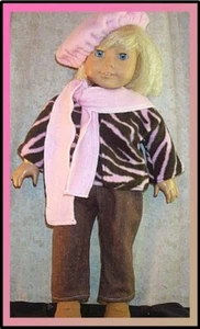 Ropa para Muñeca Hecha 2 Ajustes American Girl 18" Chaqueta Pantalones Boina Jirafa Rosa 4 piezas - Imagen 1 de 1