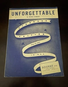 1951 UNFORGETTABLE By IRVING GORDON Standard Edition Sheet Music RARE - Picture 1 of 8