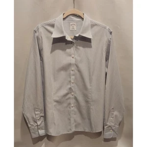 Brooks Brothers Womens Baby Blue Pinstripe Non-Iron Button-Down Blouse Size 14 - Picture 1 of 11