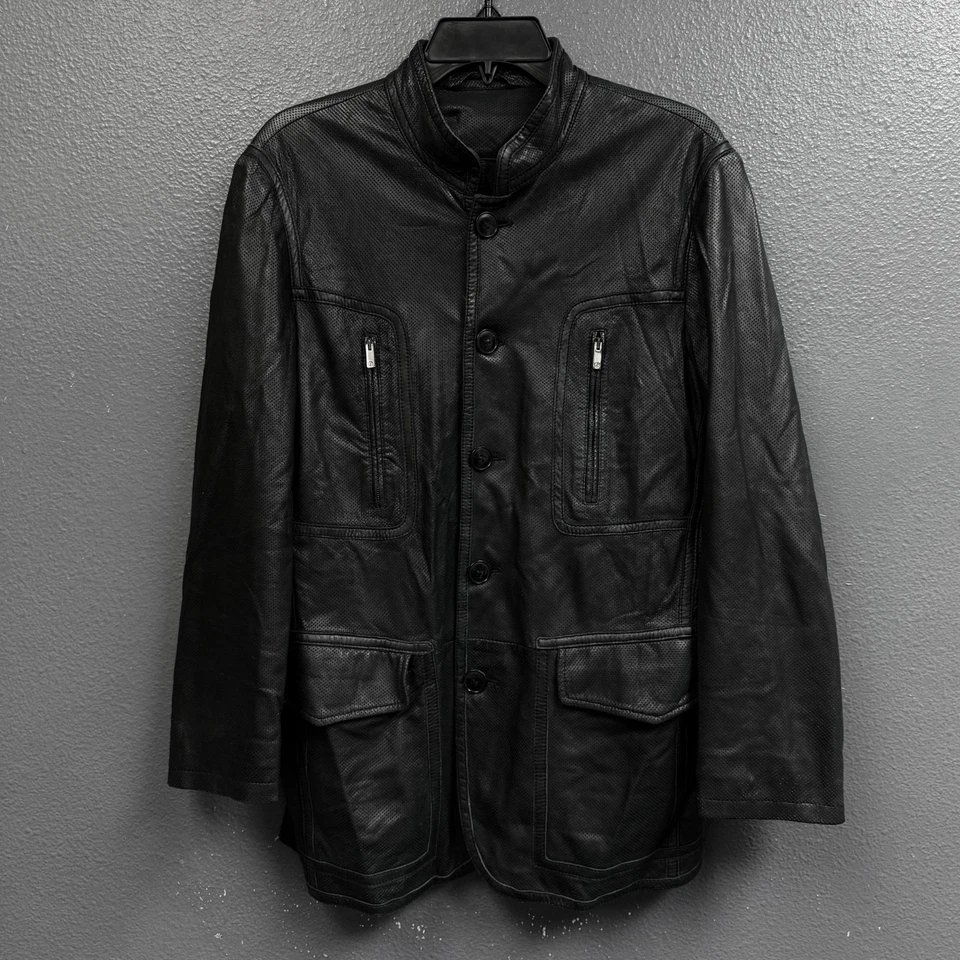 Giorgio Armani 48 Mujer Negro AGNELLO-CORDERO Piel Chaqueta Cuero Colección 09’s Foto 1 de 4