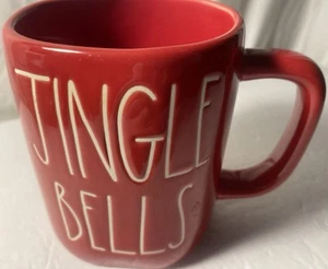 Rae Dunn By Magenta Red “Jingle Bells ” with White Letters Holiday Coffee Mug - Picture 1 of 11