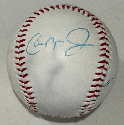 1995 SIGNED BALTIMORE ORIOLES BALL CAL RIPKEN JR, RAFAEL PALMEIRO, CHRIS HOILES - Image 1 of 4