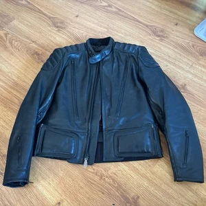 First Gear Hein Gericke Mens 46 Leather Motorcycle Jacket Armored Black Liner - Picture 1 of 9