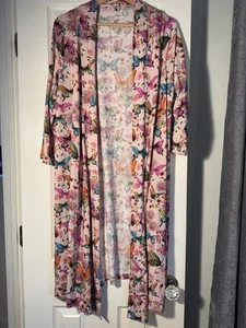Posh Peanut Bamboo Robe Kimono Sz 2XL Lounge Butterfly Garden Stretch Whimsy - Picture 1 of 6