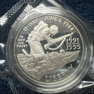 West Point D-Day Commemorative 90% Silver Proof $1 In The Original Package. - Image 1 of 2