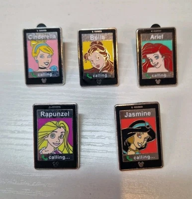 Princess calling Hidden Mickey Set x 5 Disney Pin Trading Rare Collection  - Image 1 of 2