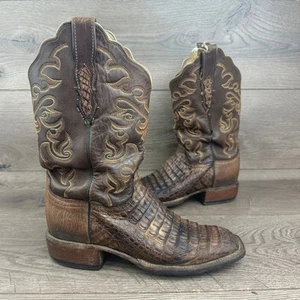 Stivali da cowboy Lucchese 2000 donna 8B barile marrone esotico pelle di caimano stivali - Foto 1 di 14