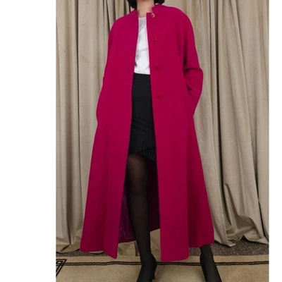 Vintage Giorgio Armani Fuchsia Full Length Wool Coat Overcoat - Image 1 of 4