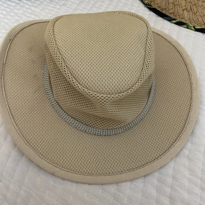 Stetson Mens Khaki No Fly Zone Wide Brim Drawcord Mesh Sun Hat UPF 50+ Sz XL - Image 1 of 4