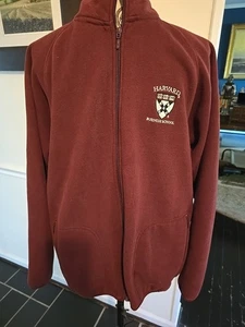 Harvard Business Jacket School Crest Embroidered Medium Maroon Fleece Zip - Picture 1 of 9