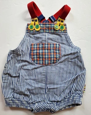 Baby Boy Gymboree Vintage Rainbow Tag Newborn Suspenders Overall Stripes Romper - Image 1 of 4