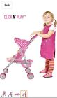 Click N?Play Precious toys pink and white Polka Dots Foldable Doll Stroller New