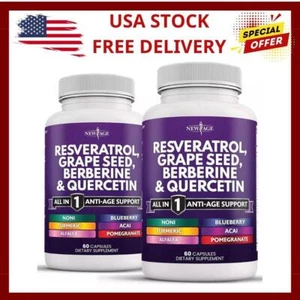 Resveratrol 6000mg Berberine 3000mg Grape Seed Extract 3000mg Quercetin 4000mg - - Picture 1 of 6