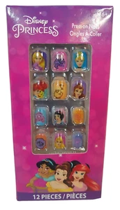 Niñas Princesa Disney prensa en uñas 12 en caja nuevo Ariel Bella Cenicienta + - Imagen 1 de 2