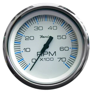 Faria Chesapeake White SS 4" Tachometer - 7,000 RPM (Gas - All Outboards) 33817 - Picture 1 of 4