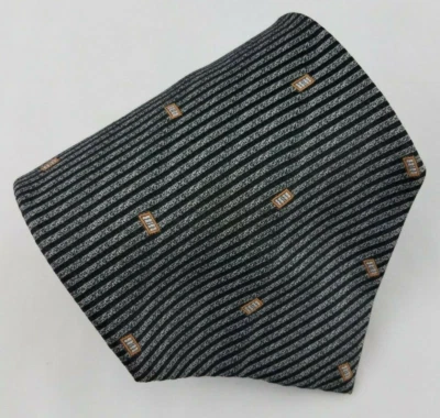 Corbata de seda Paul Fredrick gris rayas negras hombre 55 x 4 Foto 1 de 4