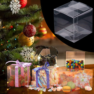 5/8cm Wedding Favor Boxes Plastic Sweet Transparent PVC Cube Cake Gift Candy Box