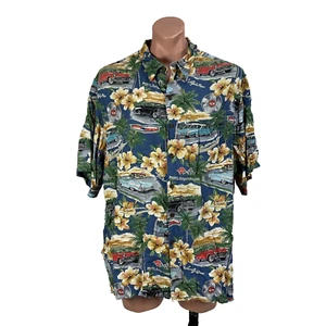 Camisa De Colección Reyn Spooner Abotonada Estampado Grande Hawaiano Coche Belair Chevy 2XL - Imagen 1 de 7