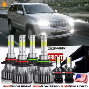 For Jeep Grand Cherokee 1999-2004 6x LED Headlight Bulbs Hi/Low Beam Fog Lights - Picture 1 of 12