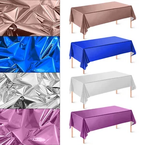 Rectangular Table Cover Cloth Metallic Foil Tablecloth for Birthday Party Decor - Picture 1 of 22