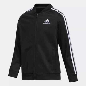 Adidas Girls' Big Kids Tricot Bomber Jacket AP4472 Black Zipped Sz. S (7/8) NEW - Picture 1 of 5