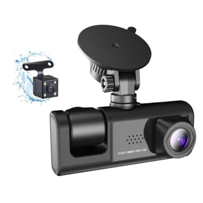 170° Car DVR 3 Lens Dash Camera Video Recorder Parking Monitoring Loop Recording Foto 1 de 4