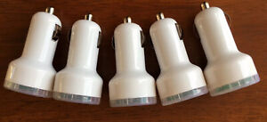 5x Dual USB Car Charger Adapter 2.1A 12V iPhone Samsung LG Cell Phone iPad White